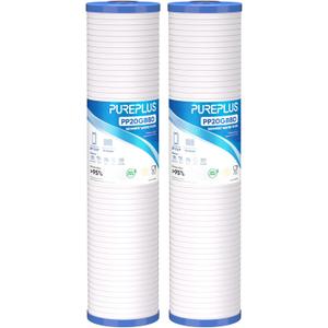 PUREPLUS 5 Micron 20" x 4.5" Whole House Sediment Home Water Filter, Grooved Sediment Cartridge, Replacement for Aqua-Pure AP810-2, Pentair Pentek DGD-5005-20, Home Master CFDGD2501-20BB, 2Pack