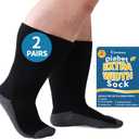 2 Pairs Wide Diabetic Socks for Men Women Plus Size,Lymphedema Socks for Swollen Feet and Ankles,Edema Loose Fit Socks,Non-Binding Hospital Cast Socks