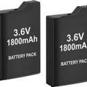 2PCS Battery for PSP, 3.6v 1800mAh Rechargeable Replacement Batteries Replacement for Sony PSP 1000 1001, PSP-110 (1002, 1003, 1004, 1005, 1006, 1007, 1008, 1010), PSP Fat Console