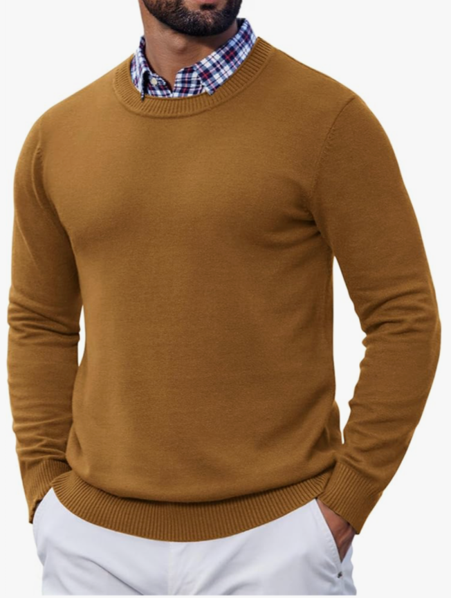 COOFANDY Mens Crewneck Sweater Pullover Knit Sweater Lightweight Sweaters with Ribbing Edge Size XXL