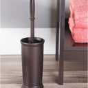 mDesign Toilet Bowl Brush and Holder - Covered Bathroom Toilet Brush - Standing Toilet Bowl Scrubber in Modern Holder - Compact, Space Saving, Deep Cleaning Brush for Toilet - Hyde Collection - Bronze