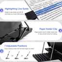 Desktop Document Holder Stand with 7 Adjustable Positions, Black Metal File Organizer Management Copyholder for Typing Speech Reading A4 Letter Music Book Tablet Office, with Paper Clip and Line Guide