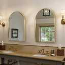 ANDY STAR Brass Mirror Bathroom, 24x36 Gold Arched Mirror, Arched Bathroom Mirror, Gold Bathroom Mirror Metal Framed, SUS304-Anti-Rust, Tube Frame, 1 Deep Set Wall Mounted Vertical