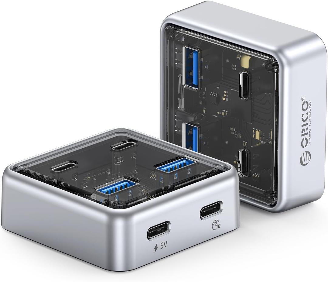 ORICO 10Gbps USB-C Hub, 4-Port Zinc Alloy USB 3.2 Splitter with 2 USB-A & 2 USB-C Ports, High-Speed Data Extender for Laptops, PCs, Desktops, and More (1.64Ft)