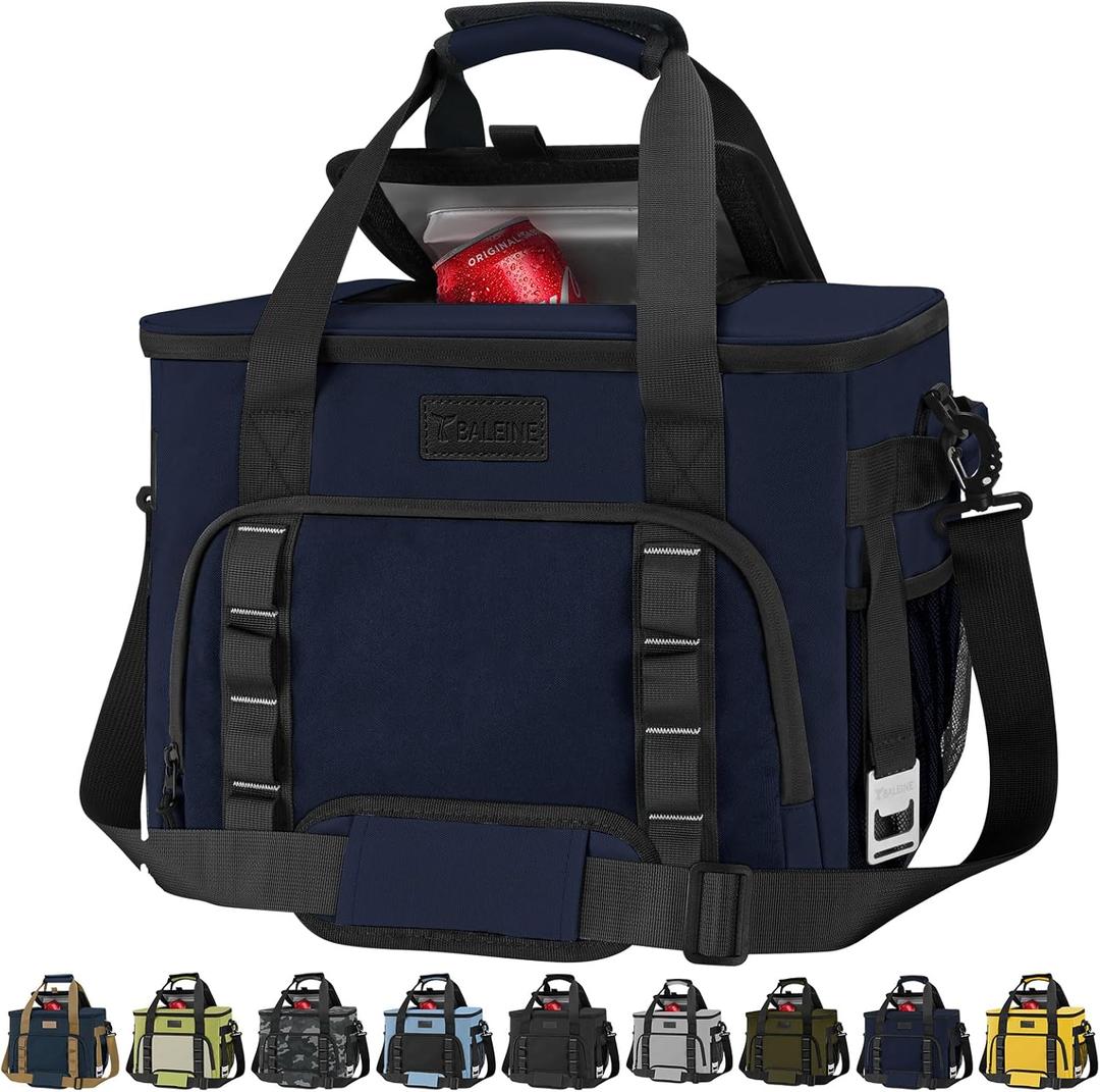 BALEINE Extra Large Soft Cooler Bag, Portable Leakproof Cooler, 40/60 Cans Volume for Beach, Camping, Kayaking, Travel, and Road Trips (9.5 Gallon, Blue)