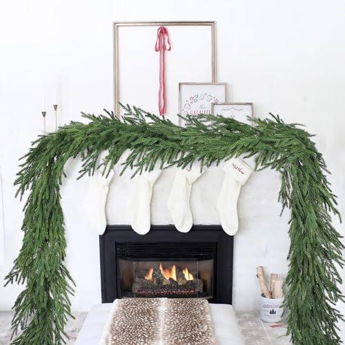 Fomlily Christmas Norfolk Pine Garland Clearance- 6ft Artificial Greenery Garlands Norfolk Pine Leaves Real Touch Garland for Christmas Holiday Mantle Fireplace Table Home Decor (6 feet)