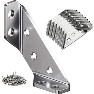 2 x 8PCS Stainless Steel Corner Brackets, 2mm L Braces for Wood.