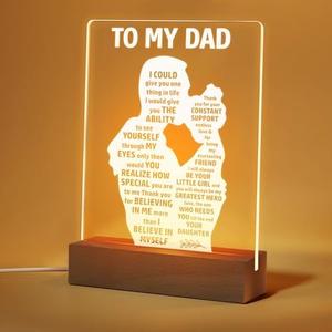 Viwoody DIY to My Dad Fathers Day Night Light, Daughter's Message Acrylic LED Night Light, Fathers Day Christmas Birthday Gifts, Gift for Dad Grandpa from Daughter, Gift for Him Set of 4