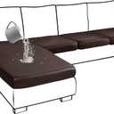 Yates Home Sectional Couch Covers 4 Piece Sofa Cushion Covers for L Shape PU Leather Separate Cushions Couch Chaise Slip Cover for Both Left/Right Sectional Couch(3 Seater + 1 Chaise,Chocolate)