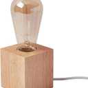 OuXean Vintage Table Lamp,Small Bedside Lamp with Square Wooden Base Desk Lamp, E26 60W Night Light Perfect for Bedroom Living Room Home Art Display Cafe Bar Studio Antique Decor(Without Bulb)