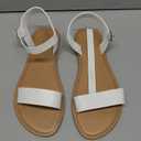 DREAM PAIRS Women's Ankle Strap Flat Sandals Open Toes One Band Buckle Summer Dressy Sandals (10, White-pu)