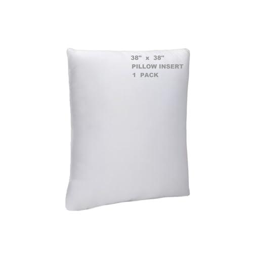 WINGLAM 38x38 Inch Throw Pillow Insert, Hypoallergenic Down Alternative Square Decorative Pillow, Ultra Soft Lightweight Polyester Sham Stuffer for Couch Bed Sofa, 1 Pack White （1）