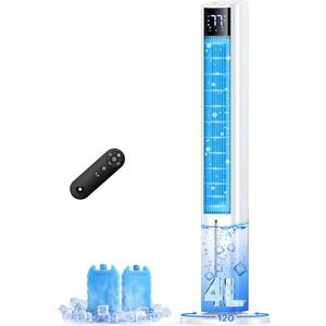 FANCOLE 44 INCH Windowless Air Conditioner with 4 Modes & 3 Speeds, 12H Timer, 4L Tank for 24H Cooling Evaporative Air Cooler, 4 Ice Packs, 17Ft Remote, 120° Oscillating Portable AC Unit for Bedroom