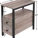 HOOBRO End Table, Narrow Chairside Table with Drawer and Open Storage Shelf, Nightstand for Small Spaces, Stable and Sturdy Construction, Wooden Look Accent Furniture, Greige and Black BG548BZ01G3, 18.9"D x 11.8"W x 24"H