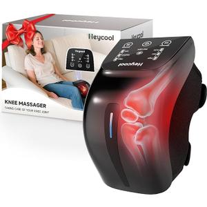 Heycool Knee Massager, Cordless Electric Knee Massager with 3 Heating Levels 3 Massage Modes, Knee Brace Wrap Massager for Knee Muscle Relaxation, Adjustable Straps