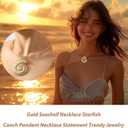 YANCHUN Gold Shell Necklace Chunky Gold Conch Seashell Necklaces for Women Beach Jewelry Summer Outfits Accessories for Women