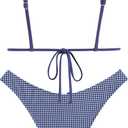 seamoly Women's Bikini Sets Tie Back Bowknot Two Piece Swimsuits Triangle Thong Bathing Suit Gingham Floral Cherry Printing (Blue, M)