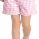 Toddler Girls' Cotton Gingham Shorts | Plaid, Elastic Waist, Drawstring, Baby, Summer, Sweat, Checkered, Bottoms, Pockets, Athletic, Active, Pull On, Casual, 3T