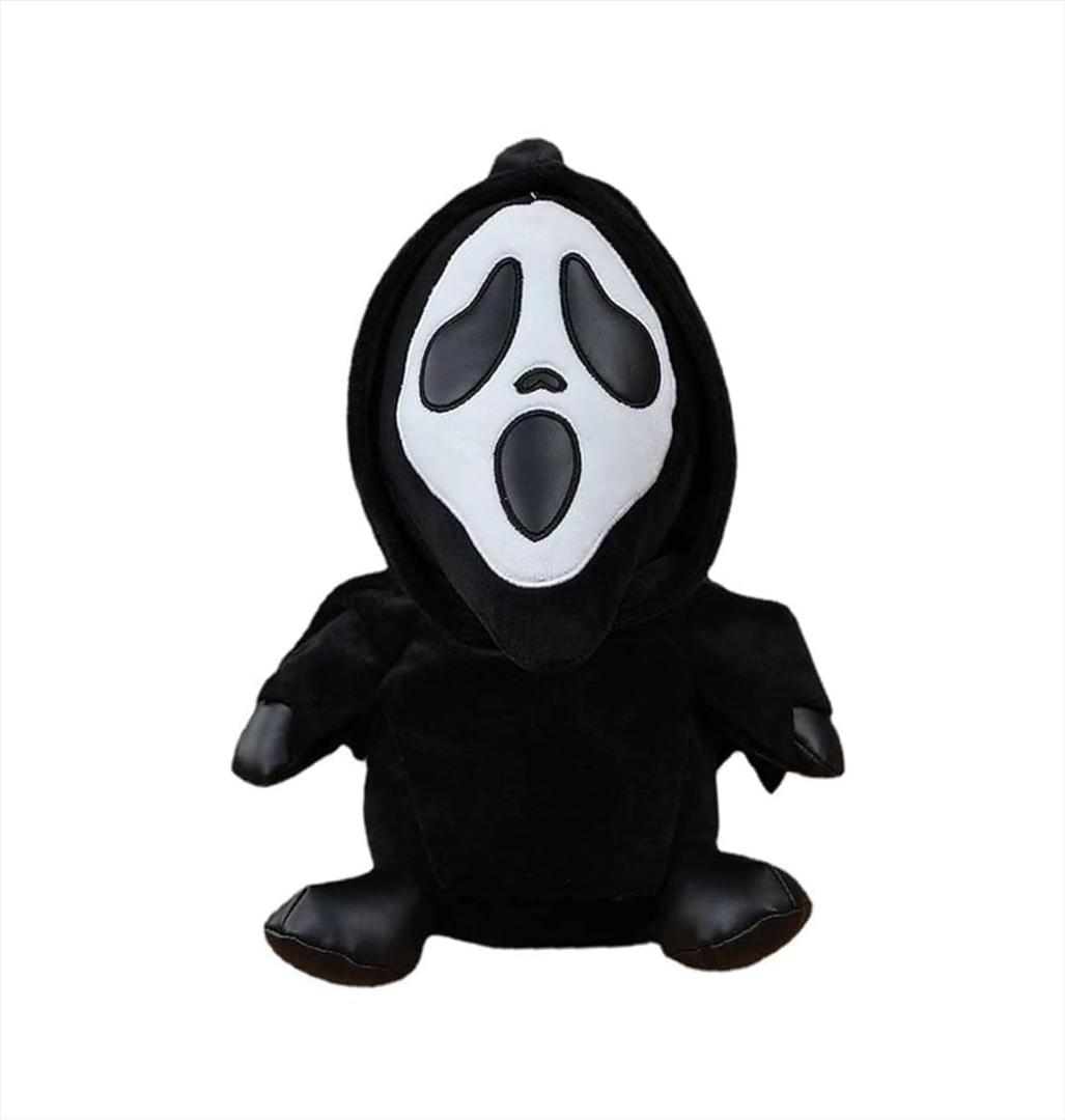 Horror Plush Phantom Mask 10 Inch - Collectible Ghost Face Scary Stuffed Animal for Halloween Decor, Horror Gifts & Creepy Movie Merch (Black)