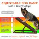Adjustable Dog Ramp for Bed - 39" Long Foldable Wooden Ramp for Dogs to Get on Bed, Couch, or Car with 13.4" Wide Walking Space (Walnut Wood with Gray Carpet)