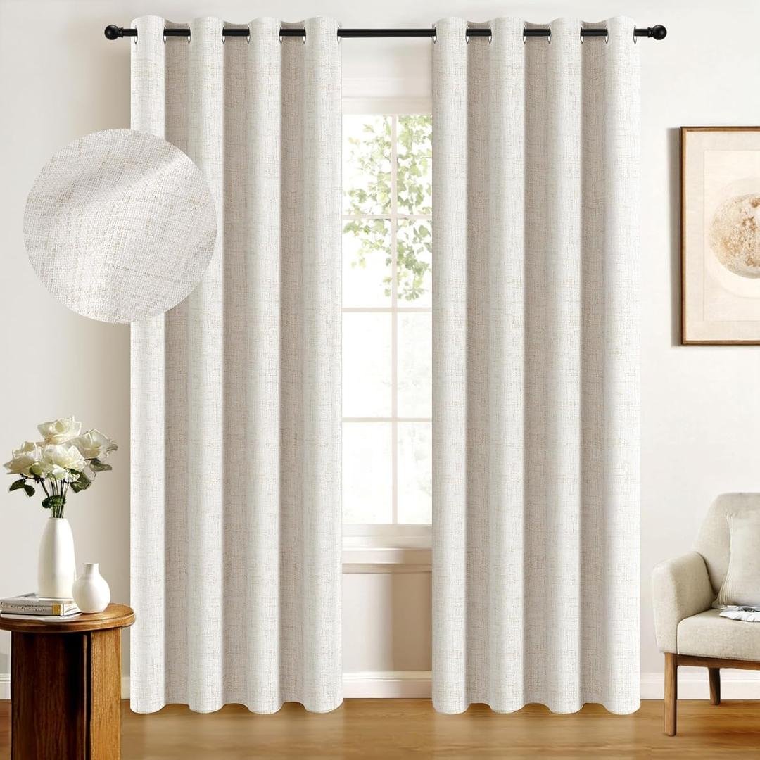 100% Blackout Shield Sliding Door Curtains, Extra Wide Curtains 108 Inch Long, Patio Door Grommet Drapes for Living Room, 50W x 108L, Beige