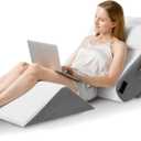 HABUTWAY 4Pcs Orthopedic Wedge Pillow, Bed Wedge Pillow for Sleeping, Post Surgery Foam Wedge Pillow for Back Pain Relief, Triangle Adjustable Support Pillow with Machine Washable Cover, White&Grey (4 Piece Set)