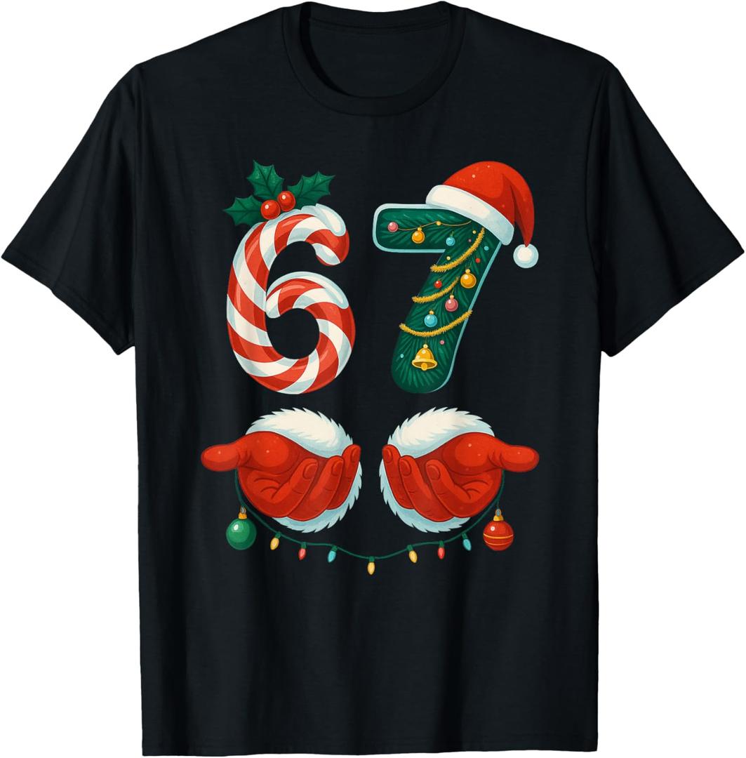 67 Christmas 6 7 Meme Pajamas Holiday Gen Alpha Slang T-Shirt S