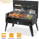 Charcoal Grill, Portable BBQ Foldable Barbecue Charcoal Grill Suitcase Grill Shelf for Outdoor Cooking Camping Picnics Garden Grilling/16.7x10x17.7inches