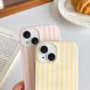 Yeddabox for iPhone 15 Case Cute Striped Phone Case Soft TPU Slim Shockproof Phone Cover for Women Girls, Yellow