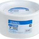 Blue Sky 9 Inch White Plastic Plates - [100 Count] Disposable Plastic Plates, Microwave Safe, Perfect for Birthday Parties, Weddings, Banquets, Picnics, and Everyday Use