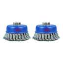 SALI 2 Pack Wire Cup Brush, 4 Inch Twisted Knotted Cup Brush for Grinders, with 5/8-11 Inch Arbor for Heavy Cleaning Rust, Stripping and Abrasive, for Angle Grinder