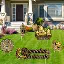 Ramadan Decorations Outdoor Ramadan Yard Signs with Stakes Waterproof Eid Islamic Festival Celebration Party Decorations for Home Cheerful Ramadan