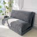 MAXYOYO Folding Sofa Bed, Extra Thick and Long Floor Sofa Convertible Sleeper Chair with Washable Cover, Floor Couch Lounge Bean Bag Bed for Living Room, Dark Grey, 54x95 Inch, Full 54x95 Inch