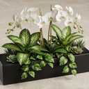 QUHUATU Premium Rectangular Floral Decorative Piece—Indoor/Outdoor Matte Rectangular Planter—Perfect for Various Realistic Greenery Decorations to Enhance Homes and Gardens (Plants Not Included)