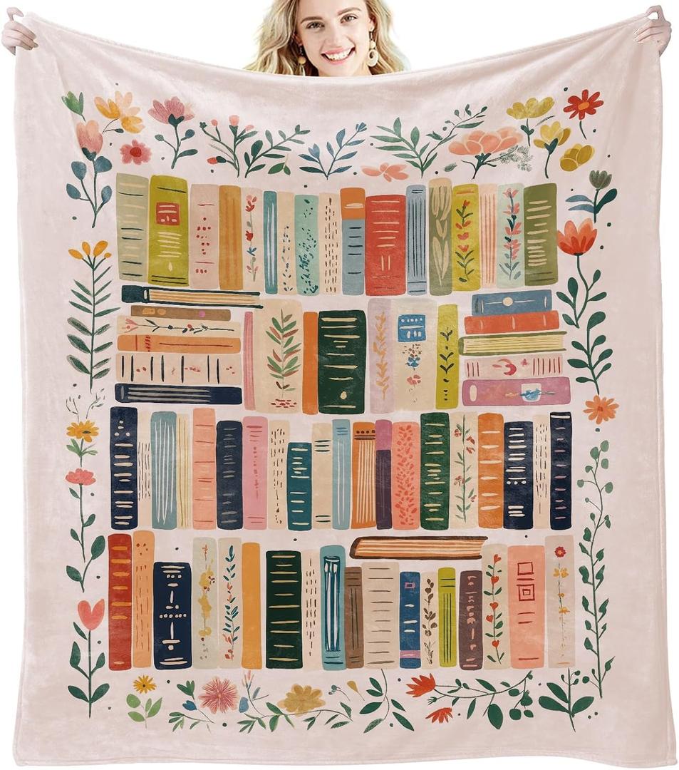Mahrokh Book Lovers Gifts, Reading Blanket for Readers, Bookish Book Club Reading Librarian Gifts Blanket 60"x50" (Pink)