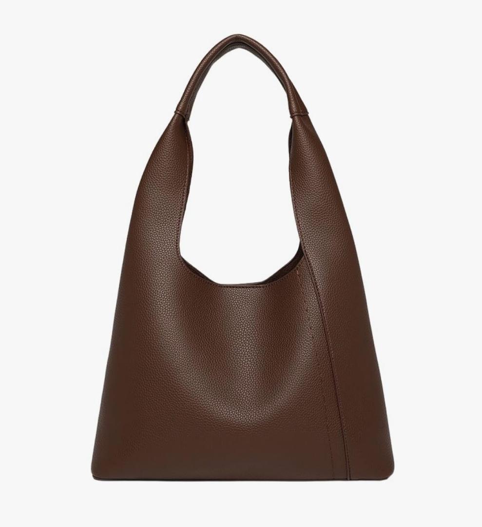 Amzufs Slouchy Hobo Tote Bags for Women - Retro PU Leather Shoulder Handbag Purse Large Capacity 2pcs