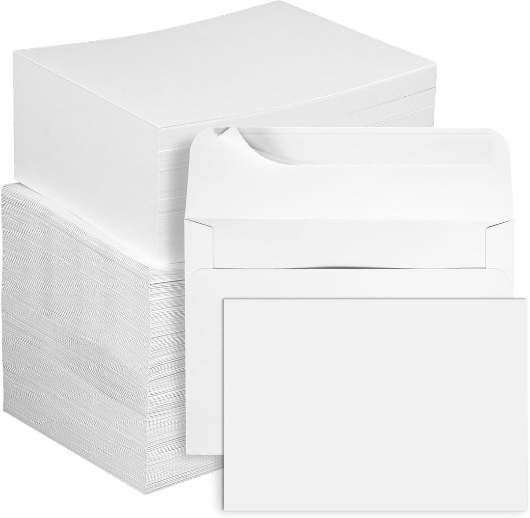 gisgfim 200 Set 5 x 7 Flat Blank Note Cards and Envelopes with A7 Cardstock Envelopes Self Seal Printable White Cardstock with Envelope Wedding Blank Invitations Kit for All Occasion (NOT FOLDED)