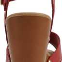 Soda MIGUEL ~ Women Crisscross Band Fashion Chunky Platform Block Mid Heel Sandal with Ankle Strap and Stud Size 