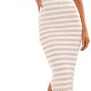 MEROKEETY Women's 2025 Summer Bodycon Midi Dress Vacation Sleeveless Ribbed Knit Striped Sweater Dresses SIZE XL