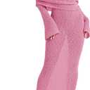 Saodimallsu Womens Off Shoulder Summer Maxi Dress Bell Long Sleeve Sexy Bodycon Strapless Sheer Beach Swimsuit Coverup (Pink, S)