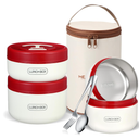 Dandat 3 Pcs Portable Insulated Lunch Container Set for Adult, Stackable Stainless Steel Bento Box for Hot Food with Insulated Lunch Bag Unisex 3 Separate Thermal Food Container(Red)