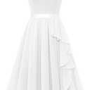 Wedtrend Women's Bridesmaid Dresses Short Prom Dress Ruffle Semi Formal Cocktail Dresses Floral Homecoming Dress (White, XL)