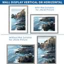 Hongkee 24x36 Poster Frame Set of 2, Rustic Grey Wood Style - Display 24 x 36 Poster without Mat or 20x30 Picture with Mat, Wall Mounting Horizontal and Vertical