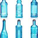 Assorted Blue Glass Bottles with Corks, 6 Pack, 2.5in X 9in, 16oz