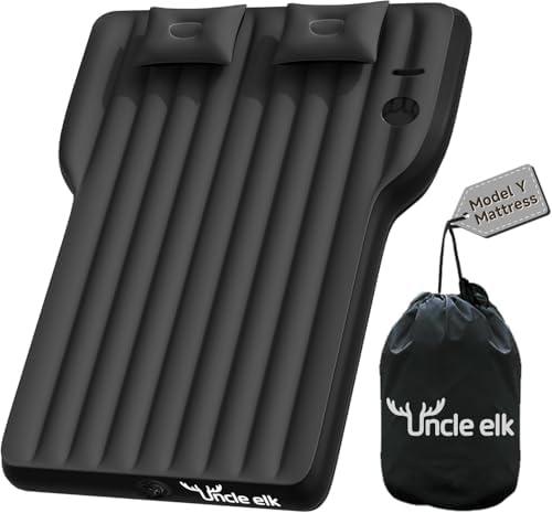Uncle elk Tesla Model Y Mattress, Inflatable SUV Mattress for Portable Camping Mattress, Foldable Air Mattress with Air Pump and Storage Bag for Tesla Model Y and SUV Travel, Black