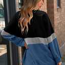 KISSMODA Womens Casual Long Sleeve Sweatshirts Color Block/Solid Tops Corduroy Crewneck Tunic Pullover with Pockets (Black, L)