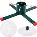 Cinnvoice Live Christmas Trees Stand with White Tree Skirt Real & Artificial Plant Fit Welded Steel Tree Stand Holder with Spike for Live Christmas Fir 5 to 12 Feet Xmas Holiday Decoration