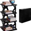 Lineshading 4 Tier Foldable Locker Organizer Shelf Foldable Storage Shelves Locker for School, Office, Gym Lockers, Dorm Room, Multi-Layer Shoe Gear Tower, Heavy-Duty No-Tool Portable Shelf(Black)