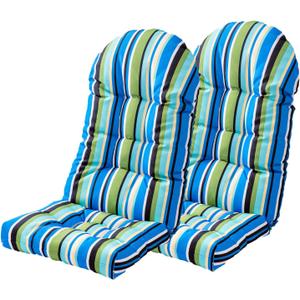 Enipate Weather Resistant Adirondack Chair Cushions High Back Indoor Outdoor Patio Tufted Thicken Lounge Cushion Seat Pads (Striped Blue 2-pack)