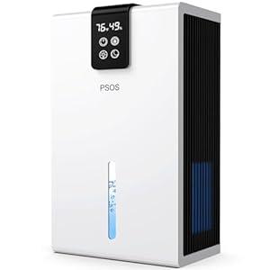 PSOS Dehumidifier, Dehumidifier for Home, 98 OZ Water Tank, 1000 sq.ft Dehumidifiers for Basement Bedroom Bathroom with Humidity Display, Auto Shut Off & Relaxing 7 Color Ambient Light, White